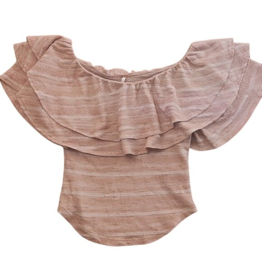Free People Heirloom Off The Shoulder Stretch Ruffle Peach Xsmall Euro Summer